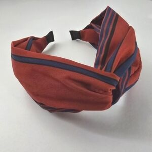 NEW Red Navy Blue Stripe Fabric Knot Headband